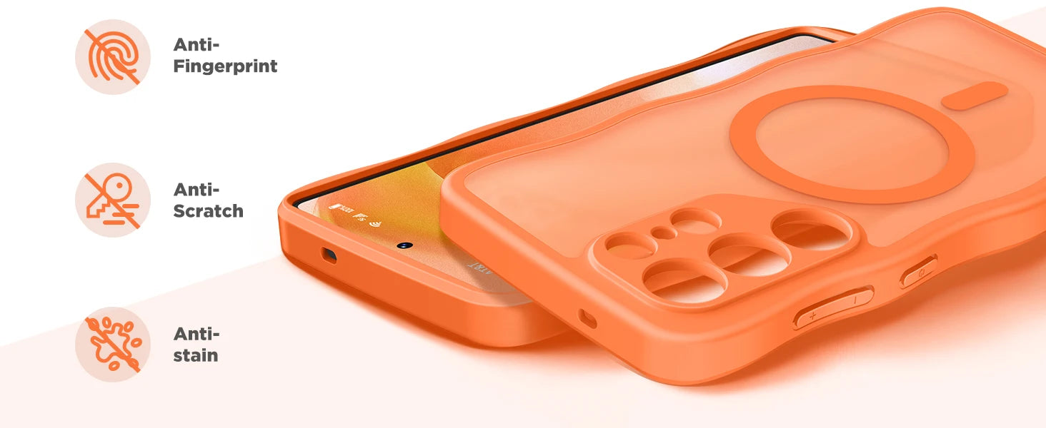 Cute Wave Frame Curly Design for Samsung Galaxy S25 Ultra Case with Strong  MagSafe Camera Protection Matte Phone Case