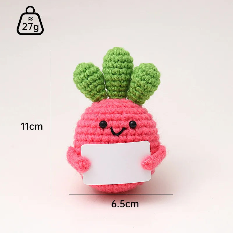 3 Pcs Positive Crochet Hedgehog Doll with Affirmation Card Home Room Decoration Funny Handmade Plush Doll Ornaments Christmas Gifts