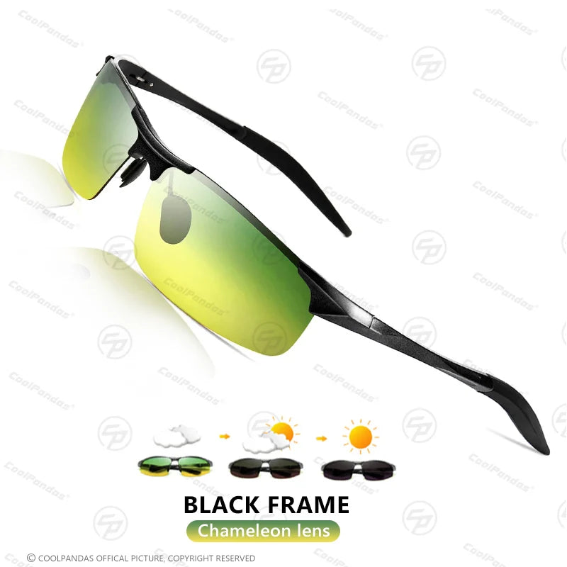 Aluminum Frame Photochromic Polarized UV400 Day Night Driving Safety Sunglasses for Men