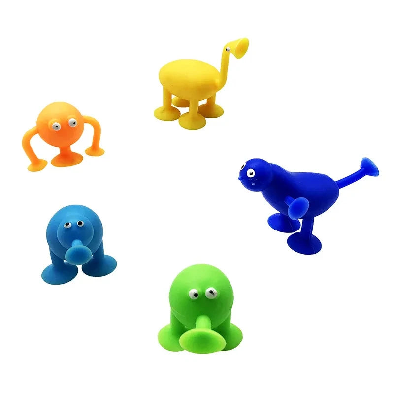 Soft Silicone Building Blocks Toy Animals Shape Suction Cup Bath Toys Parent- Interactive Games Stress Relief Toys
