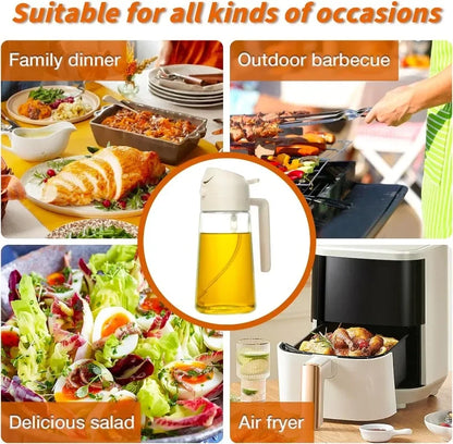 470ML Glass Bottle Oil Sprayer 2-IN-1 Olive Oil Dispenser Storage Bottle for Cooking Baking Camping BBQ Oil Spray Kitchen Tools