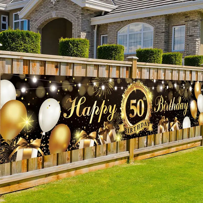 Happy 50th Birthday Backdrop Background Banner For Man Napkin Balloon Door Curtain 50 Years Anniversary 50 Birthday Party Decor