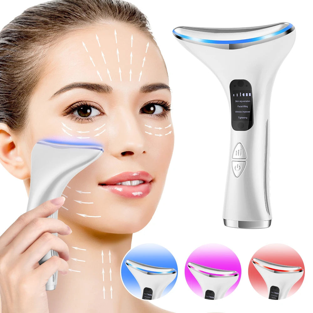 Neck Massager Lifting Face Neck Beauty Device Neck Care Device 3 Color Light 45℃ Constant Temperature Hot Compress