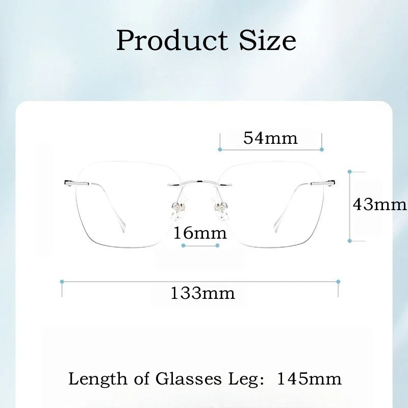 Fashion Ultra-light Decorative Titanium Eyewear Retro Square Optical Prescription Rimless Glasses Frame Men and Women
