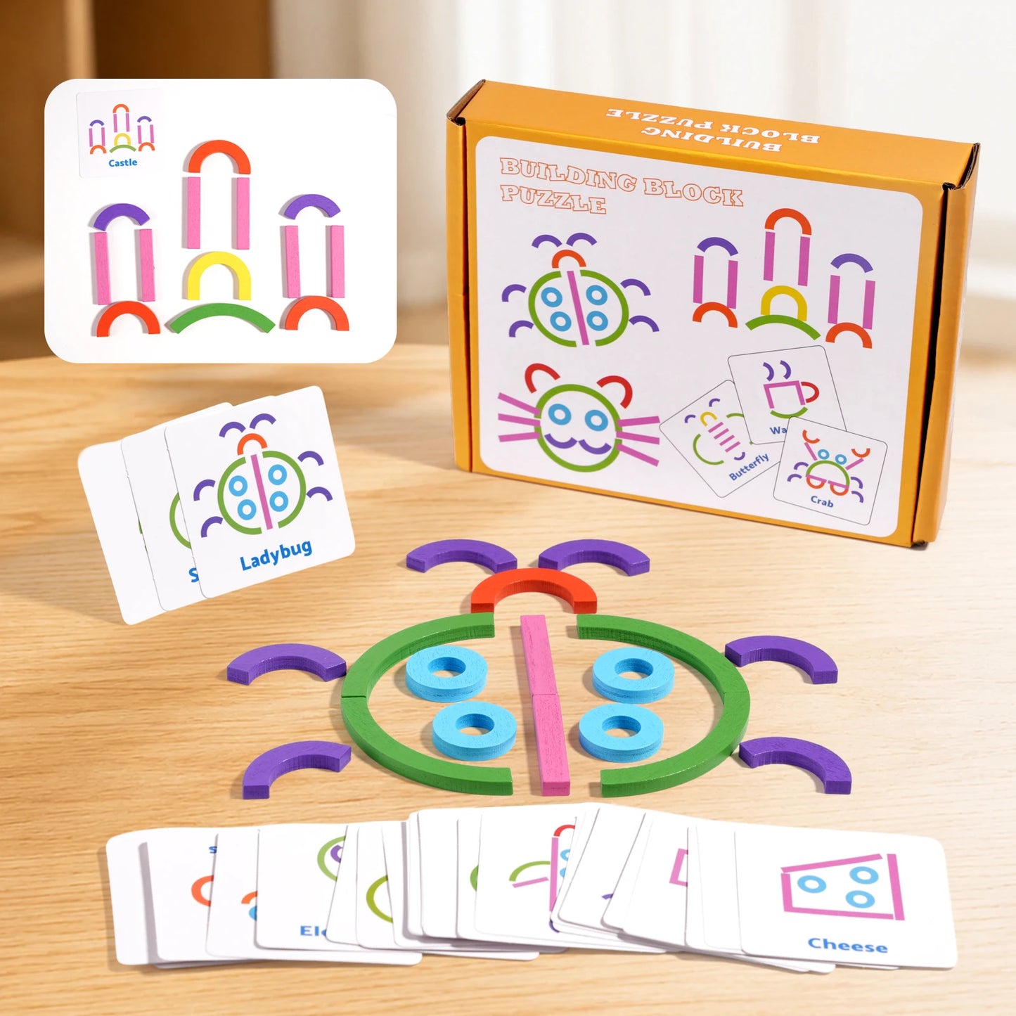 Wooden Creative Sticks and Rings Shape Building Puzzle