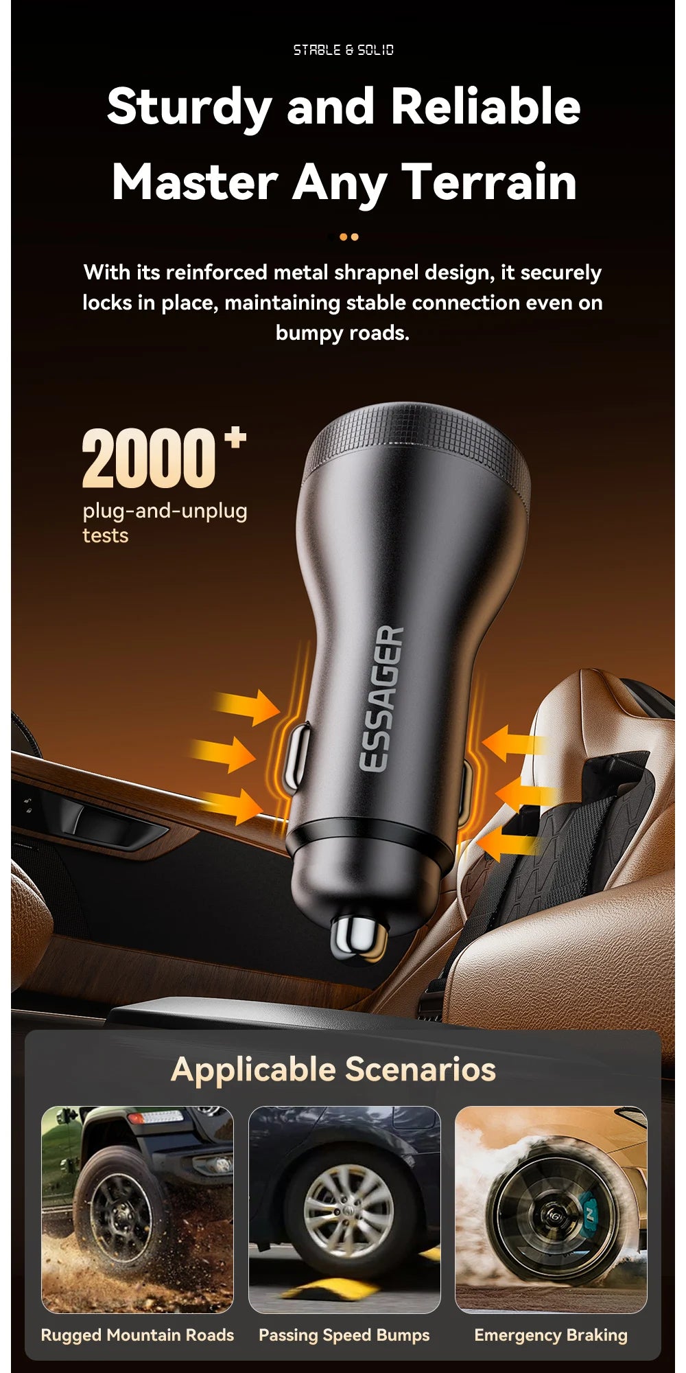 100W USB C Car Charger PD 3.0 QC 4.0 Fast Charging Dual Port Type C + USB Adapter