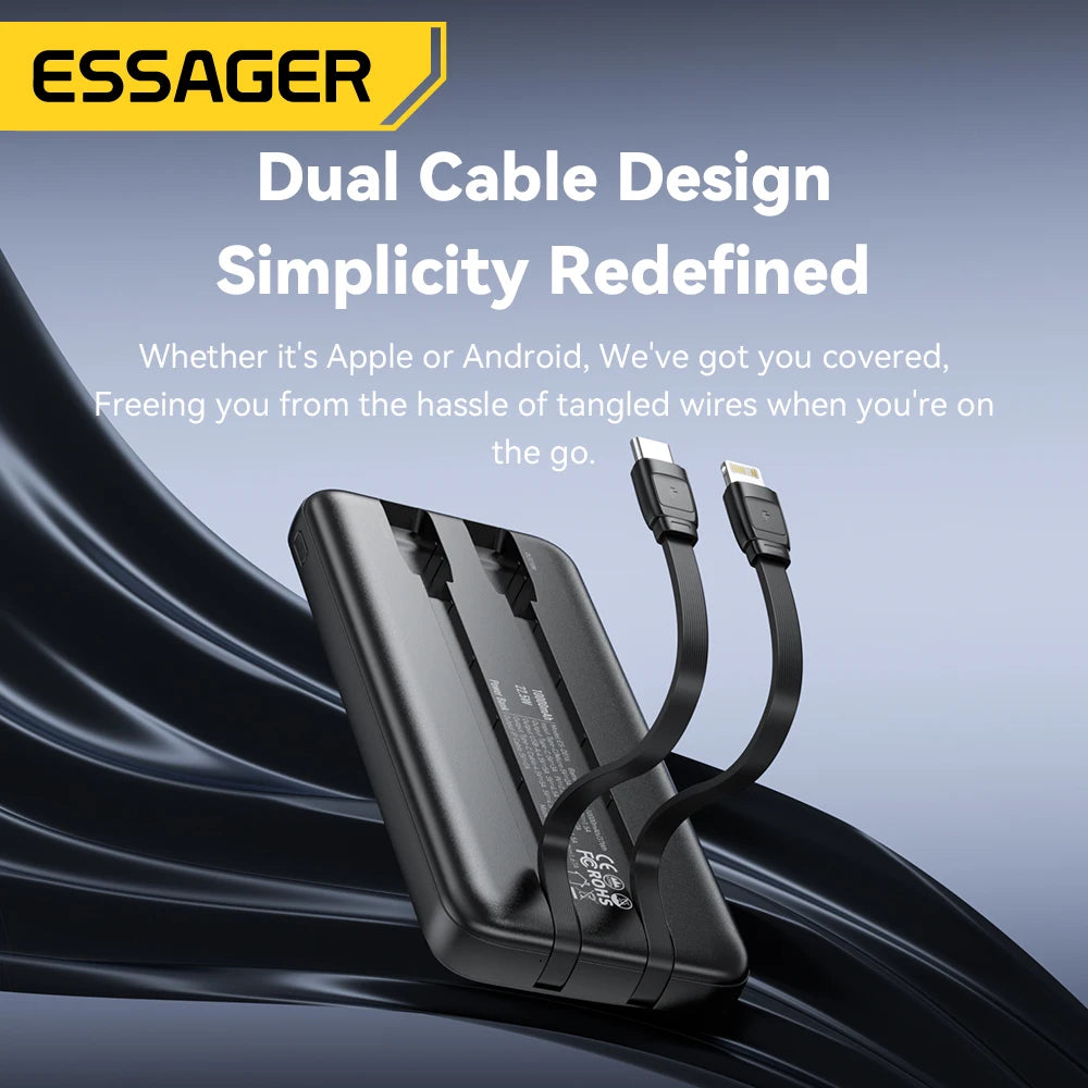 20000mAh Power Bank 22.5W Fast Charging with Built-in Cables Digital Display Portable Charger for 4 Devices
