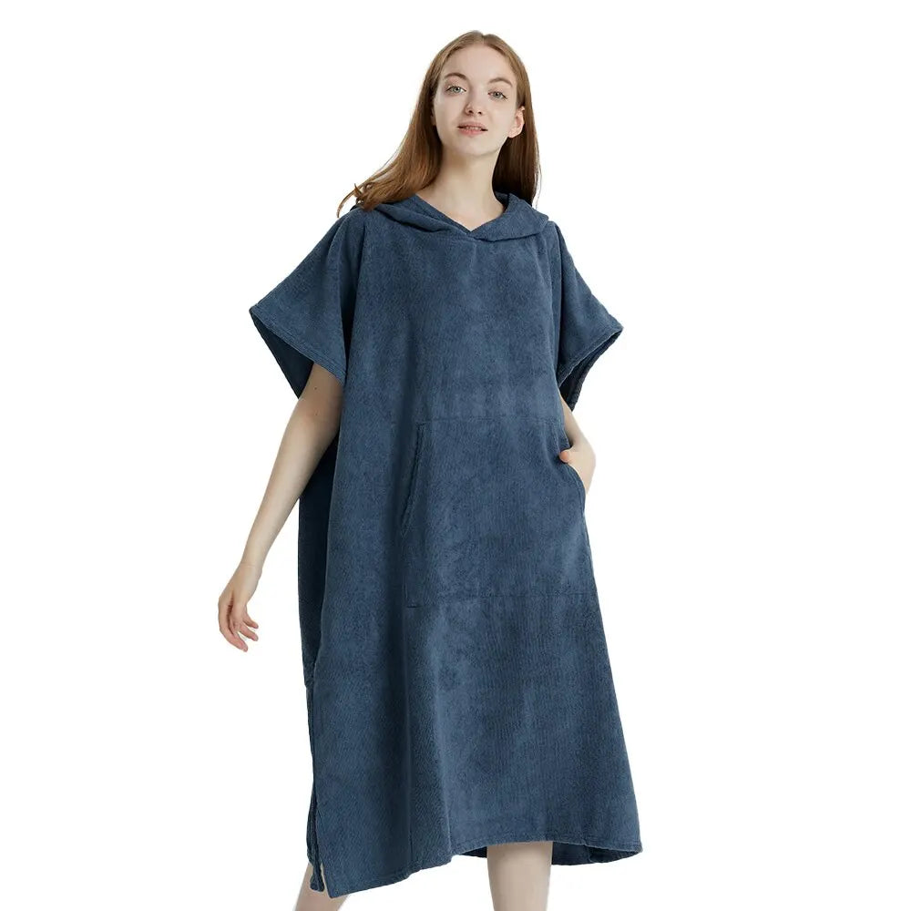 Quick Dry Microfiber Surf Poncho Towel with Hood and Pocket