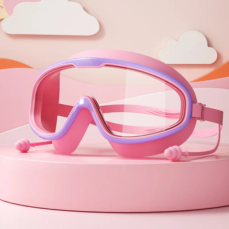 Swimming Goggles Big Frame HD View Anti-fog Waterproof 's Swim Goggles Boys and Girls Multi-color to Choose