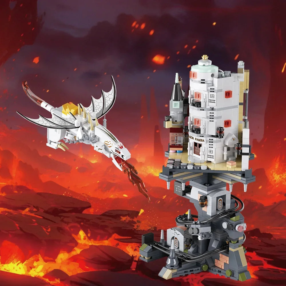 1000pcs Gringottses Wizard Tower Magic World Dragon MOC Building Bricks Set Blocks Toys for  Adult Birthday Gifts