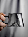 250ml 3D Mountains Heat Resistant Glass Tea Cup with Handle Water Milk Coffee Cup Kung Fu Tea Set Drinkware