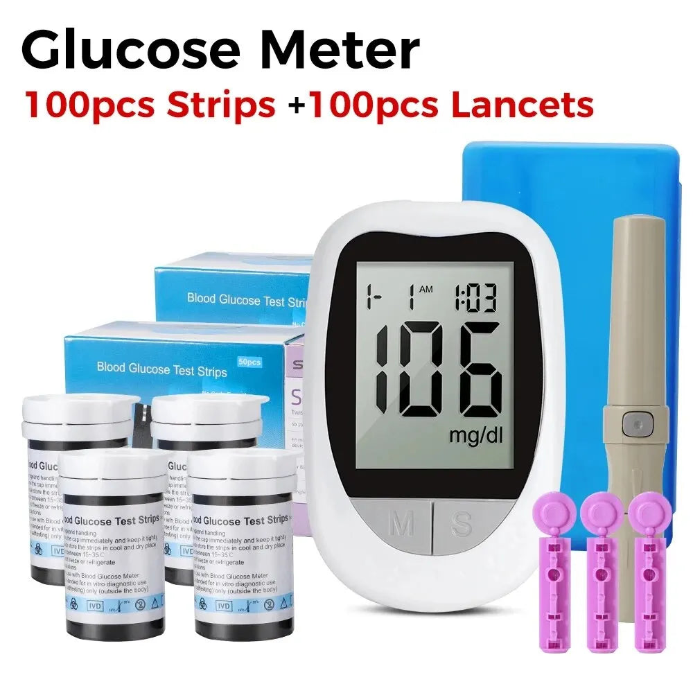 Blood Glucose Meter Glucometer Kit Code Free Diabetes Test 50/100pcs Strips With Lancets Medical Blood Sugar Mg/mmol