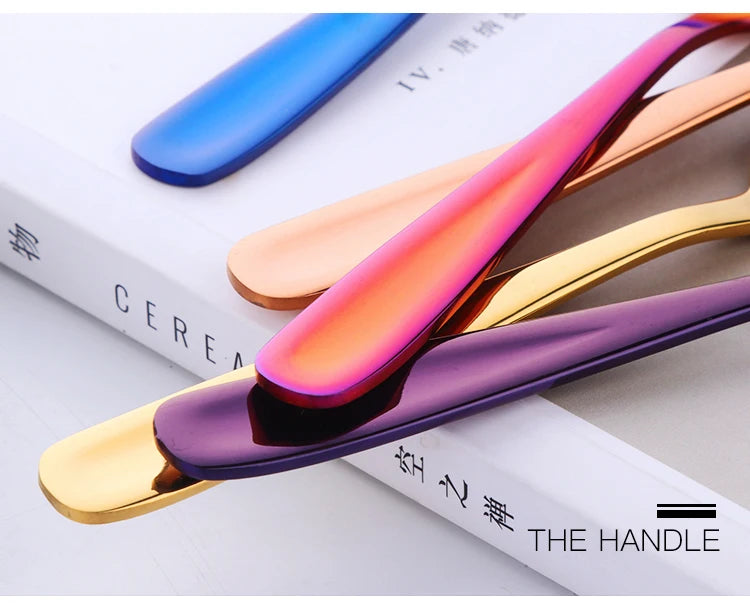 Small Gold Korean Spoon Mini Stainless Steel Soup Spoon Multi-purpose Tableware for Dessert Seasoning Coffee Cake Gift