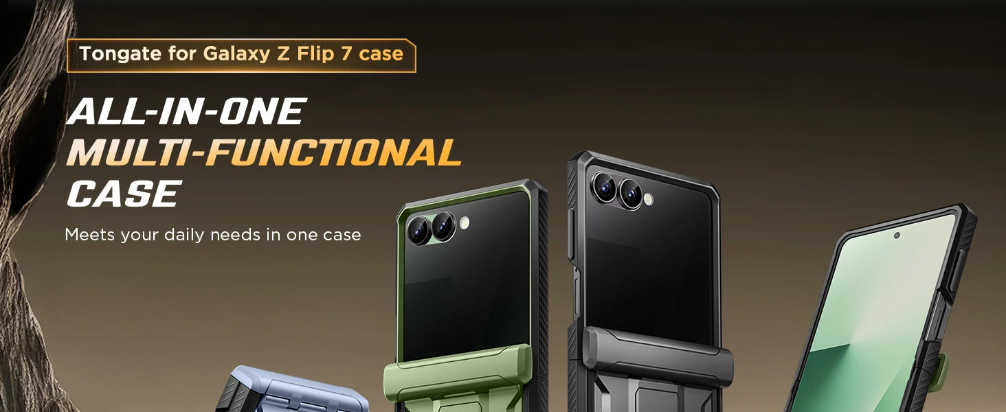 For Galaxy Z Flip 7 Case with Kickstand & 360° Rotatable Belt-Clip Built-in Privacy Screen Protector Hinge Protection Phone Case