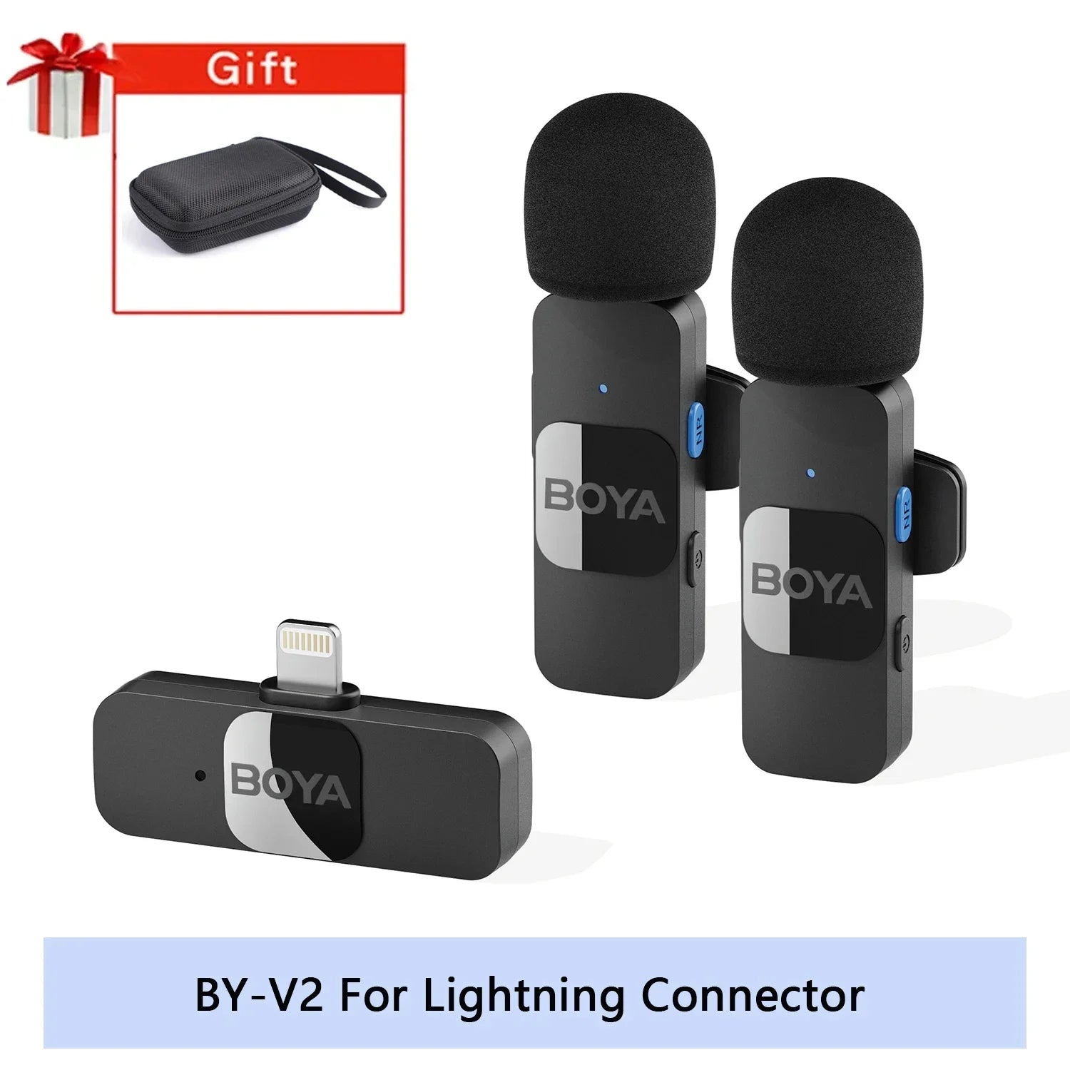 BY-V Wireless Lavalier Microphone for iPhone 15/16 Series Samsung TECNO REDMI Type-c Devices Video Recording Streaming Vlog