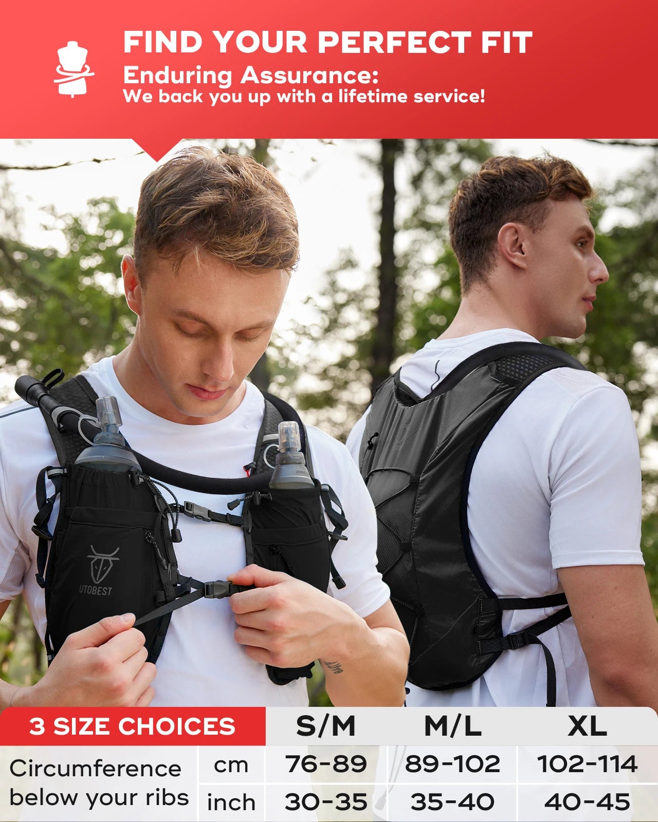Trail Running Backpack 10L Ultra Lightweight Hydration Vest with 2L Water Bladder for Outdoor Hiking Cycling Marathon
