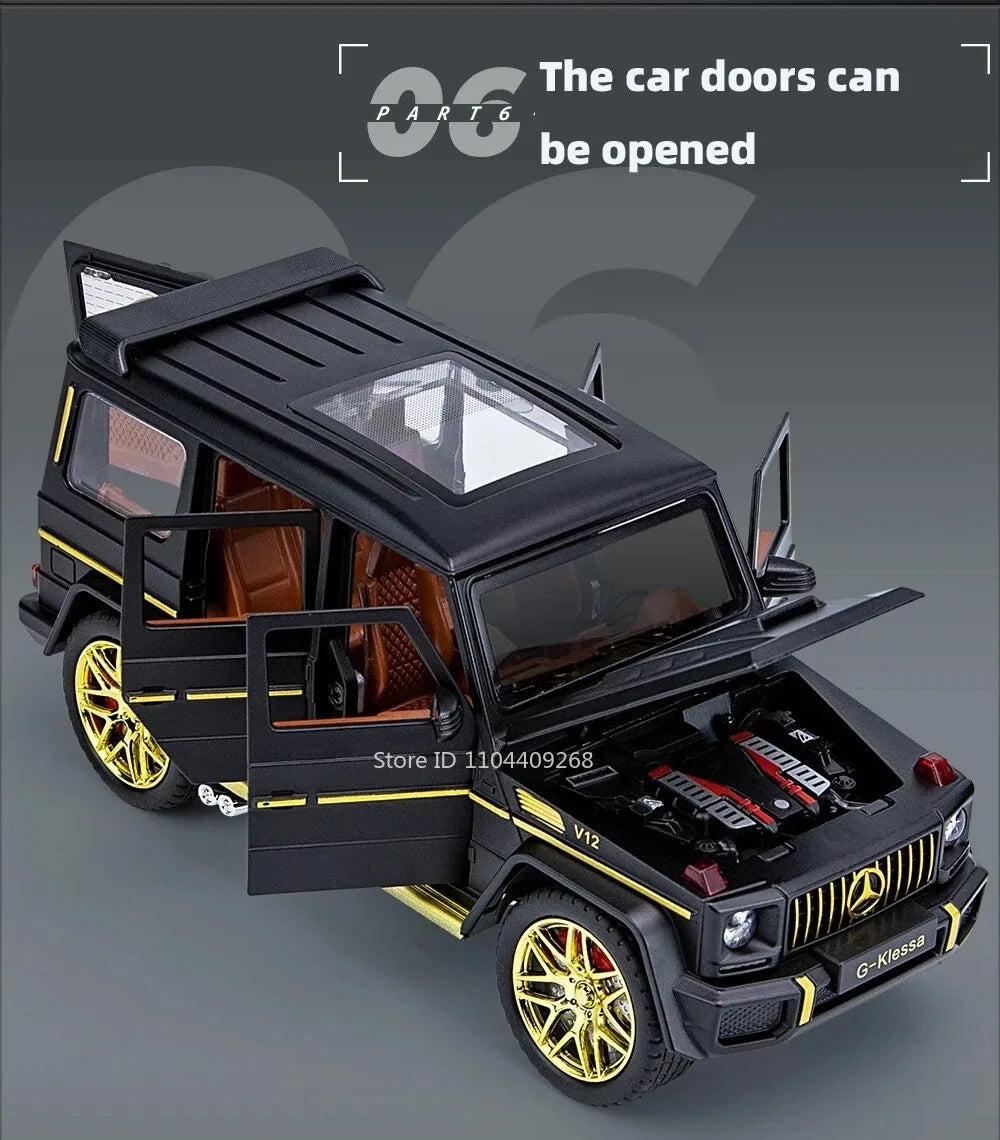1:24 G63 GLE350 Toy Car Model Alloy Diecast Pull Back Doors Opened Sound Light Models Vehicle Toys for Boys Birthday Gifts