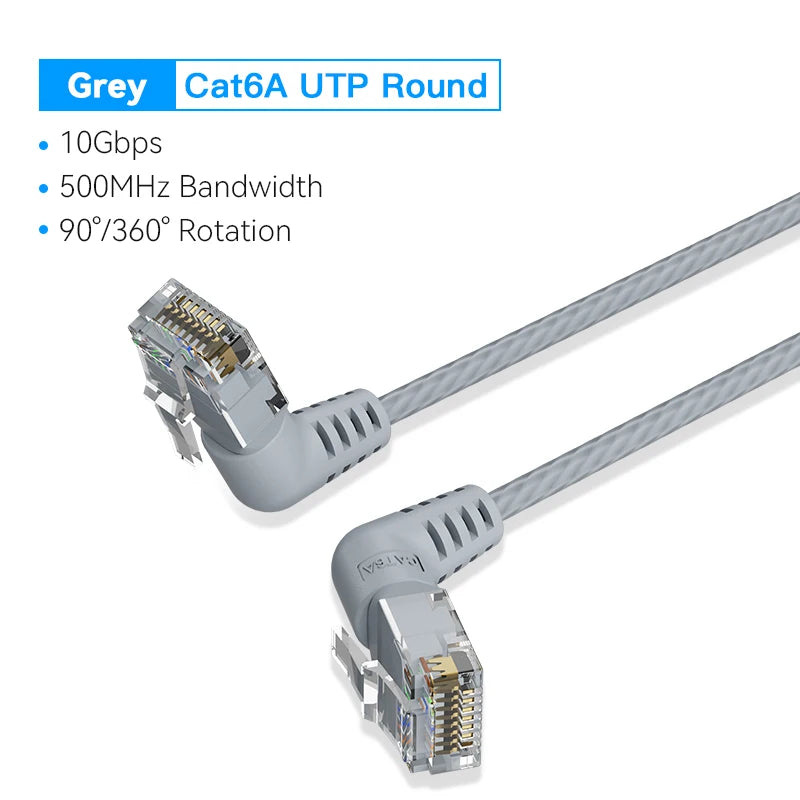 CAT6A Ethernet Cable 10Gbps 90/360 Degree Rotation CAT 6A Slim Networking Internet Lan Cord for PC PS4 Router RJ45 Cable
