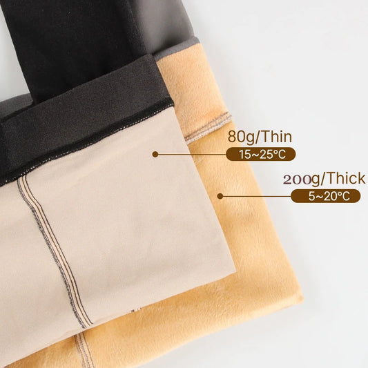 Woman Thermal Stockings Translucent Fleece Leggings Pantyhose Slim Winter Warm Thick Velvet  Streetwear Pants