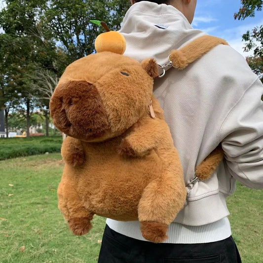 Kawaii Capybara Plush Backpack Soft Shoulder Bag