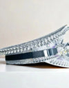 Silver Steampunk Captain Hat Rivet Rhinestone Goggles Masquerade Military Cap Women Sequin Music Festival Handmade Unisex Adult