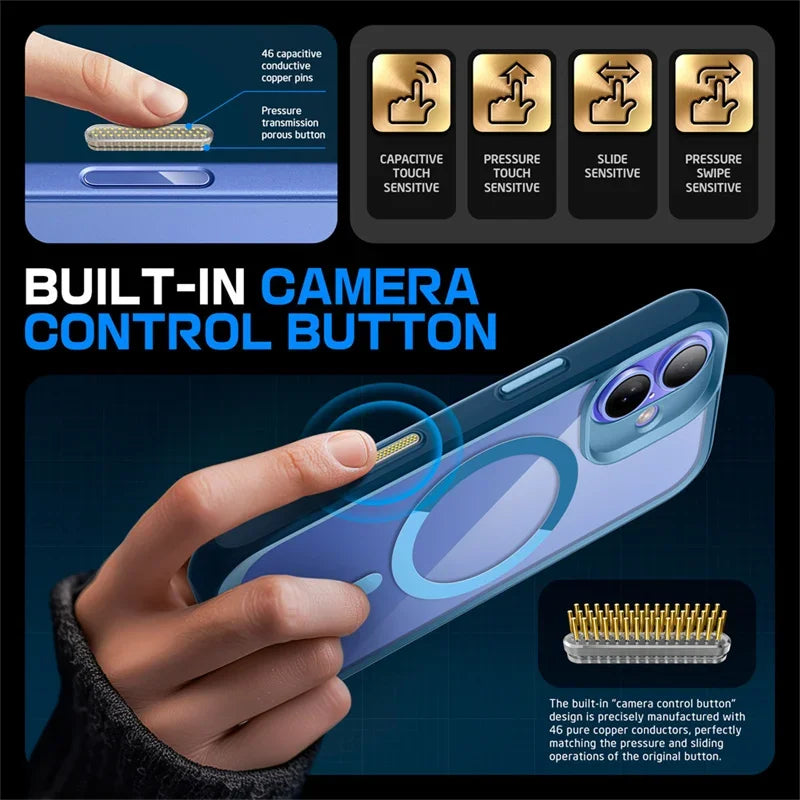 For iPhone 16 Case with Camera Control Capture Button UB Mag Slim Shockproof Protective  MagSafe Phone Case