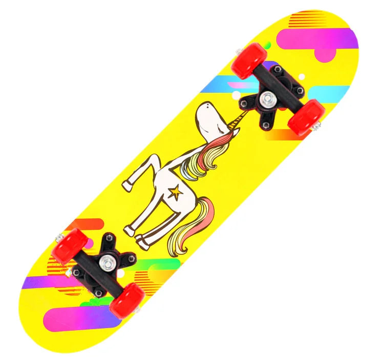 Cartoon Four-wheel Skateboard  Beginner Skateboards Maple Wood Deck Skate Board Outdoor Double Rocker Skateboard