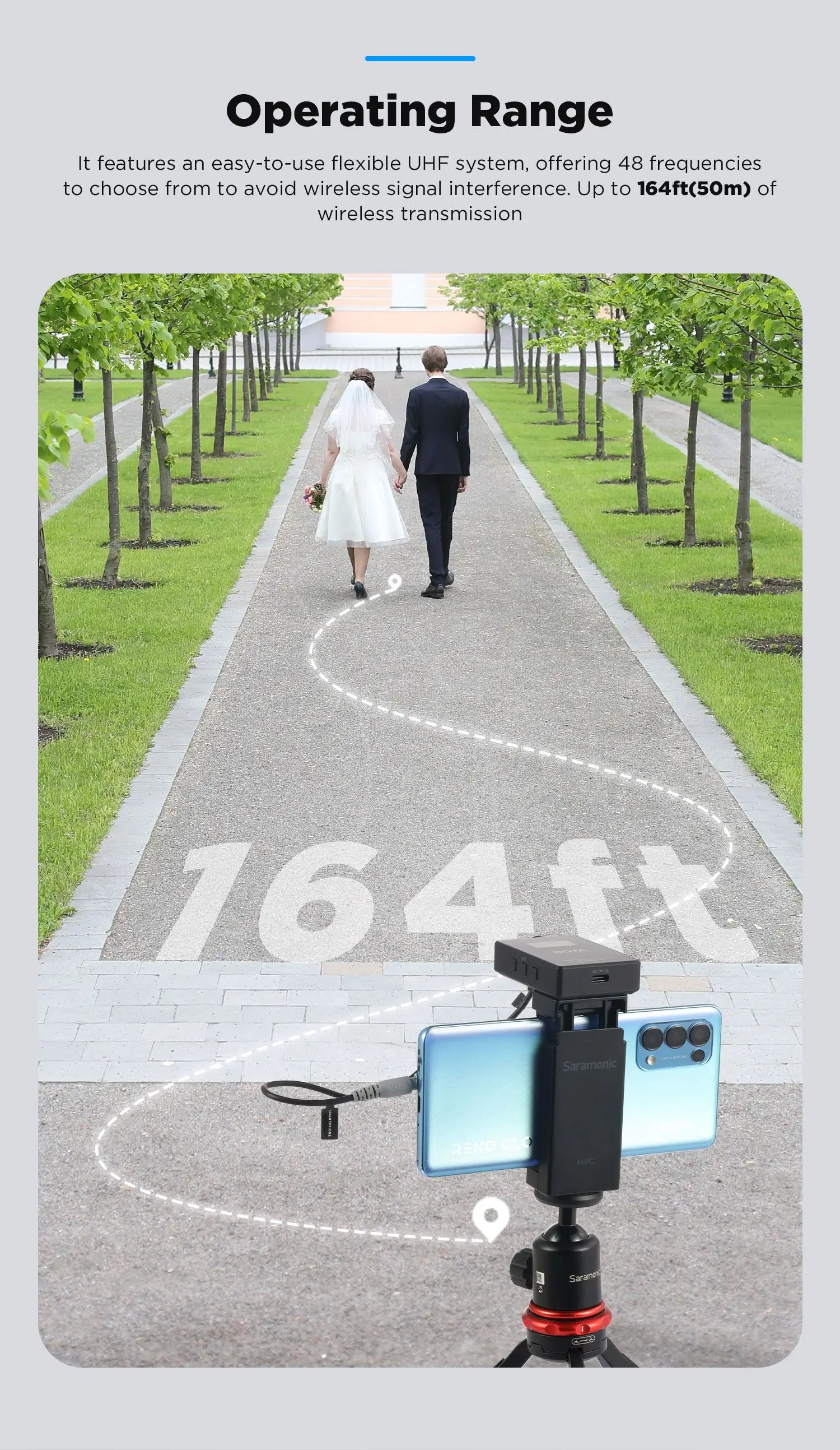 BY-EM5-K1 48-Channel UHF Wireless Lavalier Microphone for iPhone Android PC DSLR Cameras Online Teaching Streaming Youtube