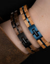 Bracelet Metal Stainless Steel Wood Strap Jewelry