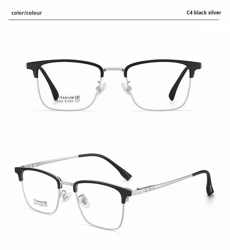 Retro Square Lightweight Titanium Eyeglasses Frames