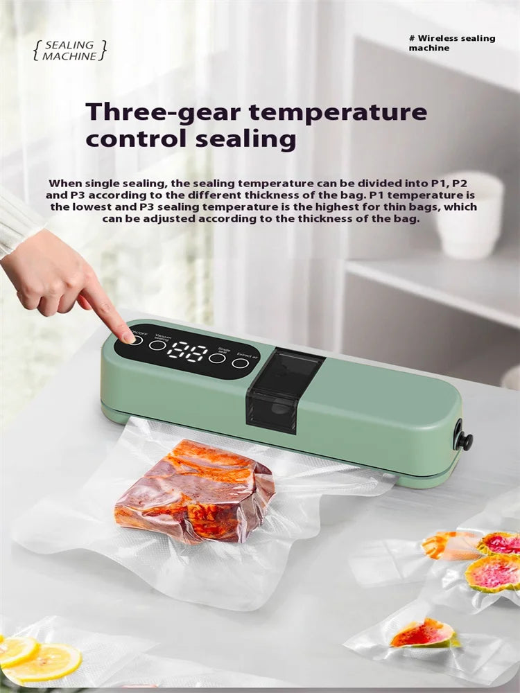 Portable USB Rechargeable Vacuum Sealer – Automatic Food & Snack Sealing Machine with 10 Vacuum Bags, 60KPa Strong Suction