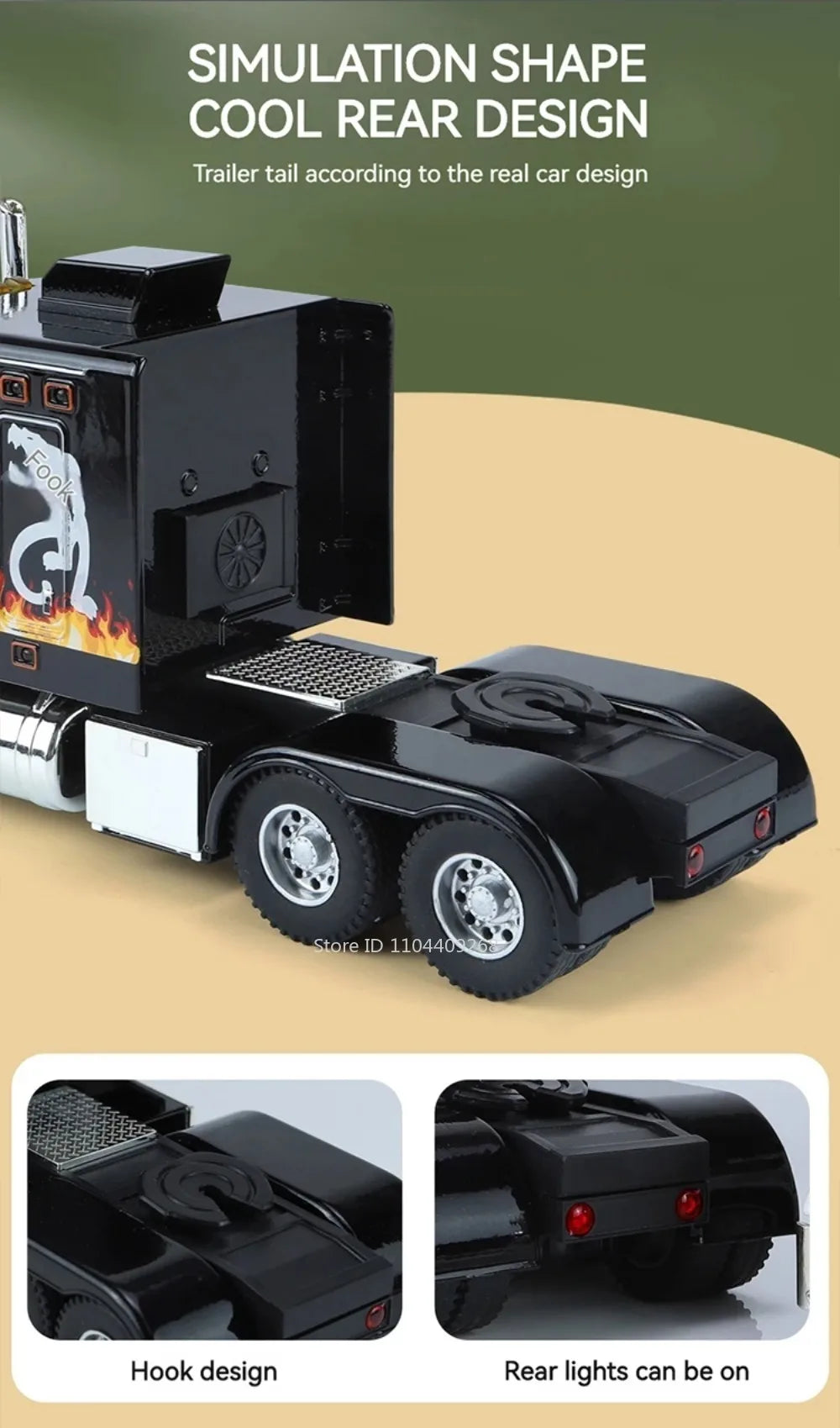 1:24 PETERBILT 389 Truck Toy Walking Tractor Car Model Alloy Die-cast Sound Light Vehicle Models Interior Decoration Present