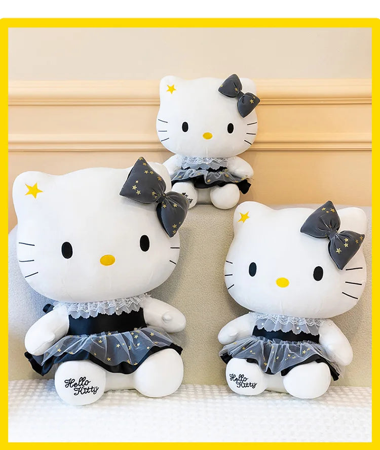 Black Gold Cat Character Plush Stuffed Doll Toy