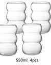 1/2/4pcs Wave Shape Glass Cup Tumbler Beverage Beer Glasses Heat-resistant Clear Drinking Glasses For Juice Coffee Cocktail