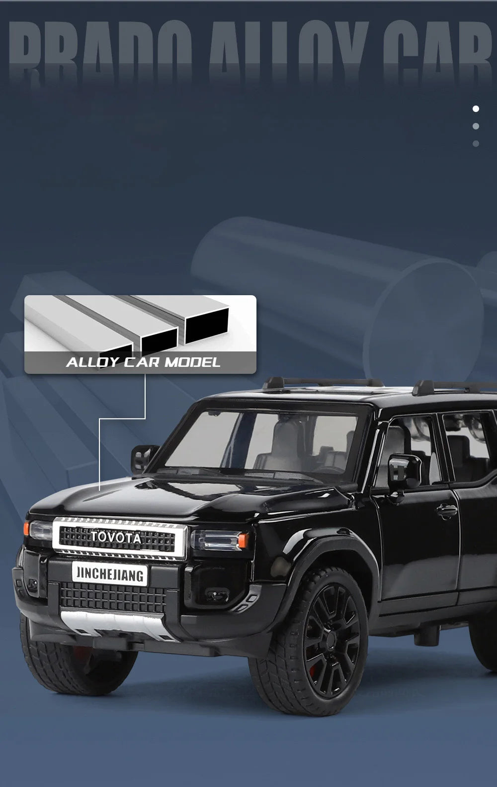 1/32 PRADO Land Cruiser Alloy Car Model Diecast Metal Off-road Vehicle Car Model Simulation Sound and Light Toy Gift