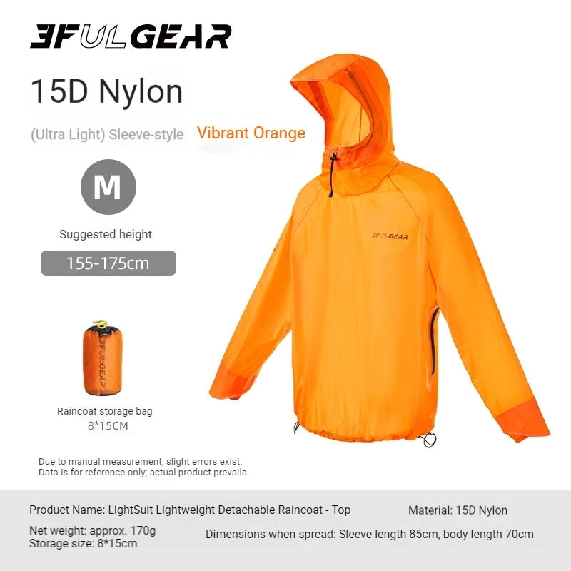 Lightweight Waterproof Hiking Rain Jacket and Pants Set with Hood