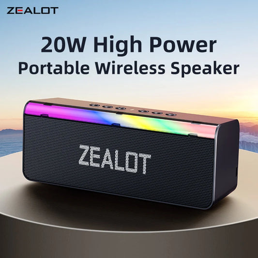 ZEALOT-S72 Portable Bluetooth-Compatible Speakers, Bass with Subwoofer, Wireless Sound Box, Waterproof TWS Boombox, 3000mAh, 20W