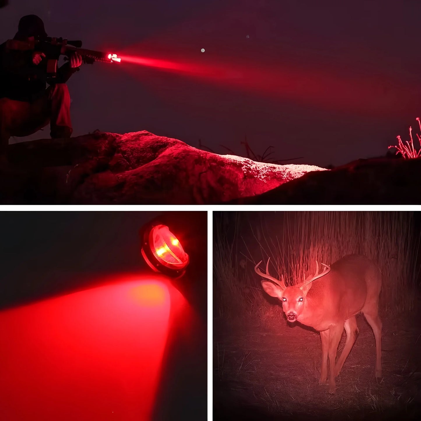 Red Light Rechargeable LED Flashlight