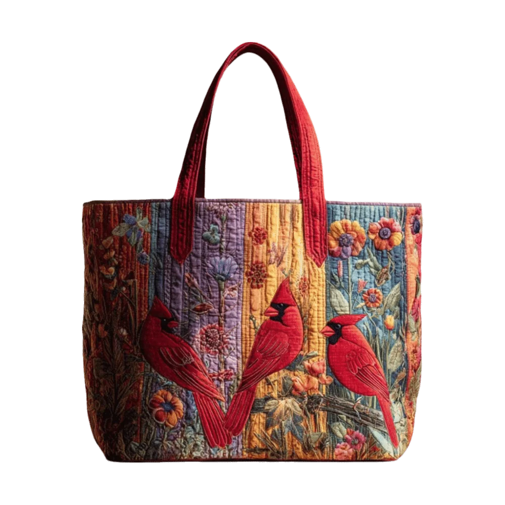 Cat Print Quilted Canvas Tote Bag Large Capacity Floral Shoulder Handbag