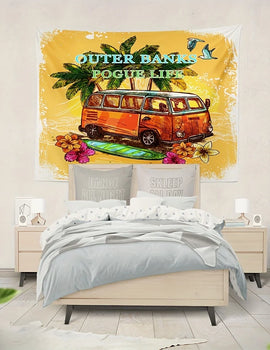 American Retro Beach Tapestry Bohemian Style Living Room Sofa Background Wall Vacation Style Room Decoration