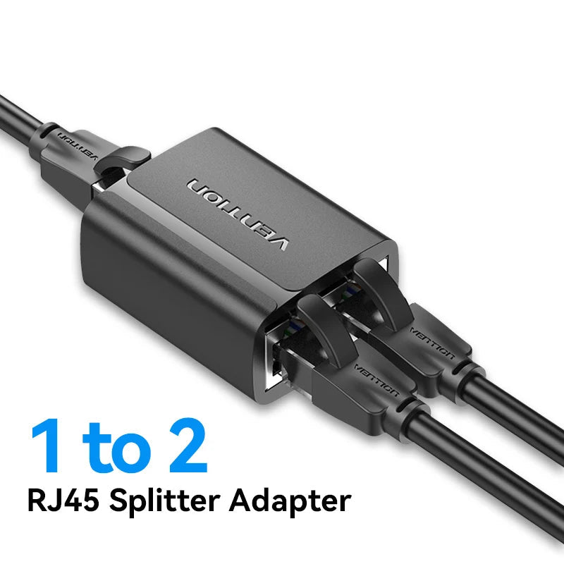 RJ45 Splitter Connector Adapter 1 to 2 Ways Ethernet Splitter Coupler Contact Modular Plug Connect Laptop Ethernet Cable