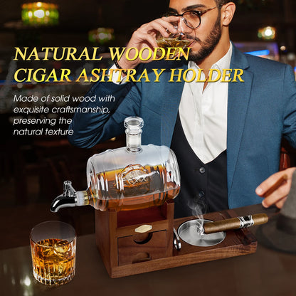 Cigar Ashtray Whiskey Decanter Set Wooden Ash Tray Cigar Cutter Cigar Accessories Drawer Whiskey