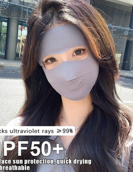 Sunscreen Mask Traceless Women Detachable Facekini Ice Silk Anti-ultraviolet Summer Breathable Thin Cover Whole Face