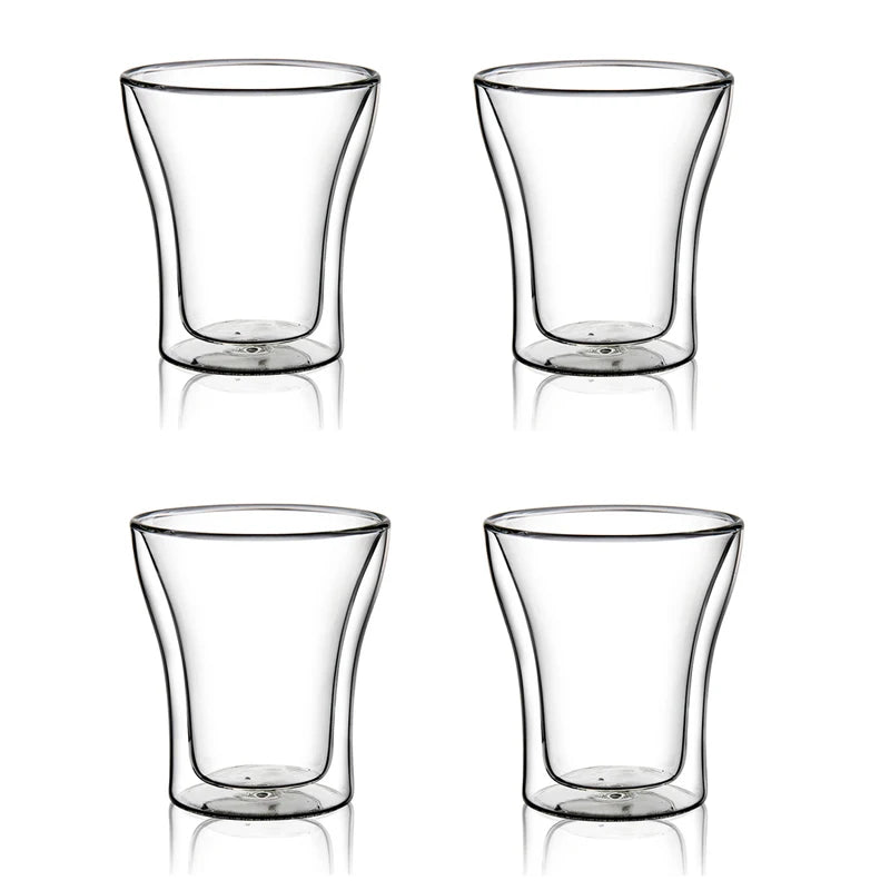 2/4/6pcs Double Wall Espresso Cups High Borosilicate Glass Cup For Tea Wine Milk Heat Resistant Drinkware Mug 80/200ml