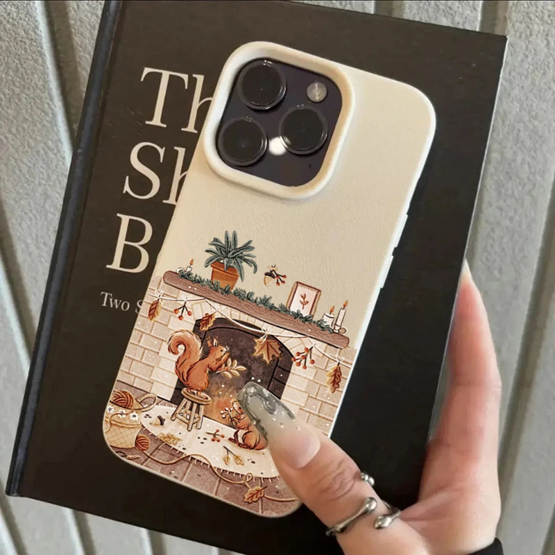 Cartoon Animal Bear Squirrel Phone Case For iPhone 17 16 15 Plus Pro Max Air Cases iPhone 14 Pro Max 16e Cover