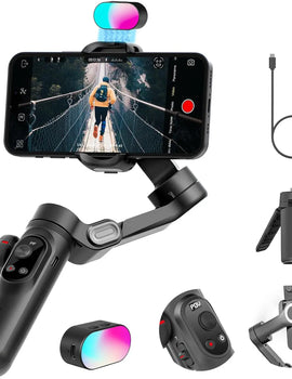 Smart X Pro Kit 3-Axis Gimbal Stabilizer Set with RGB Magnetic Light OLED Display LED Light Focus Wheel(Black)