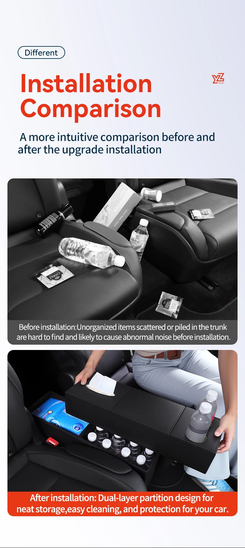 Second Row Aisle Storage Box for Tesla Model YL 6 Seater Multi Purpose Interior Organizer