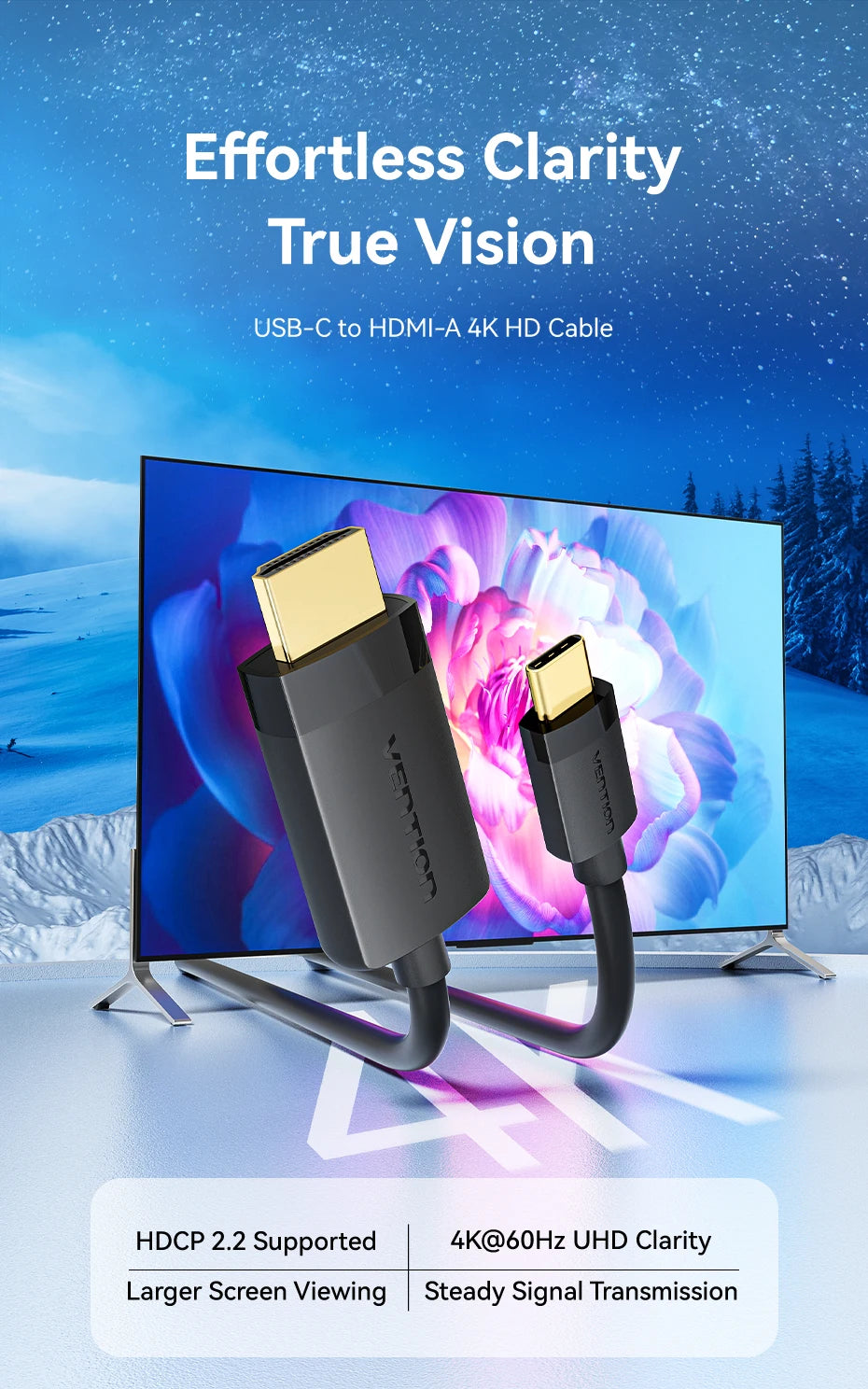 USB C to HDMI 4K USB Type C to HDMI Cable for Tablet Laptop TV Macbook Pro iPad Pro Samsung Galaxy Xiaomi USB C Cable