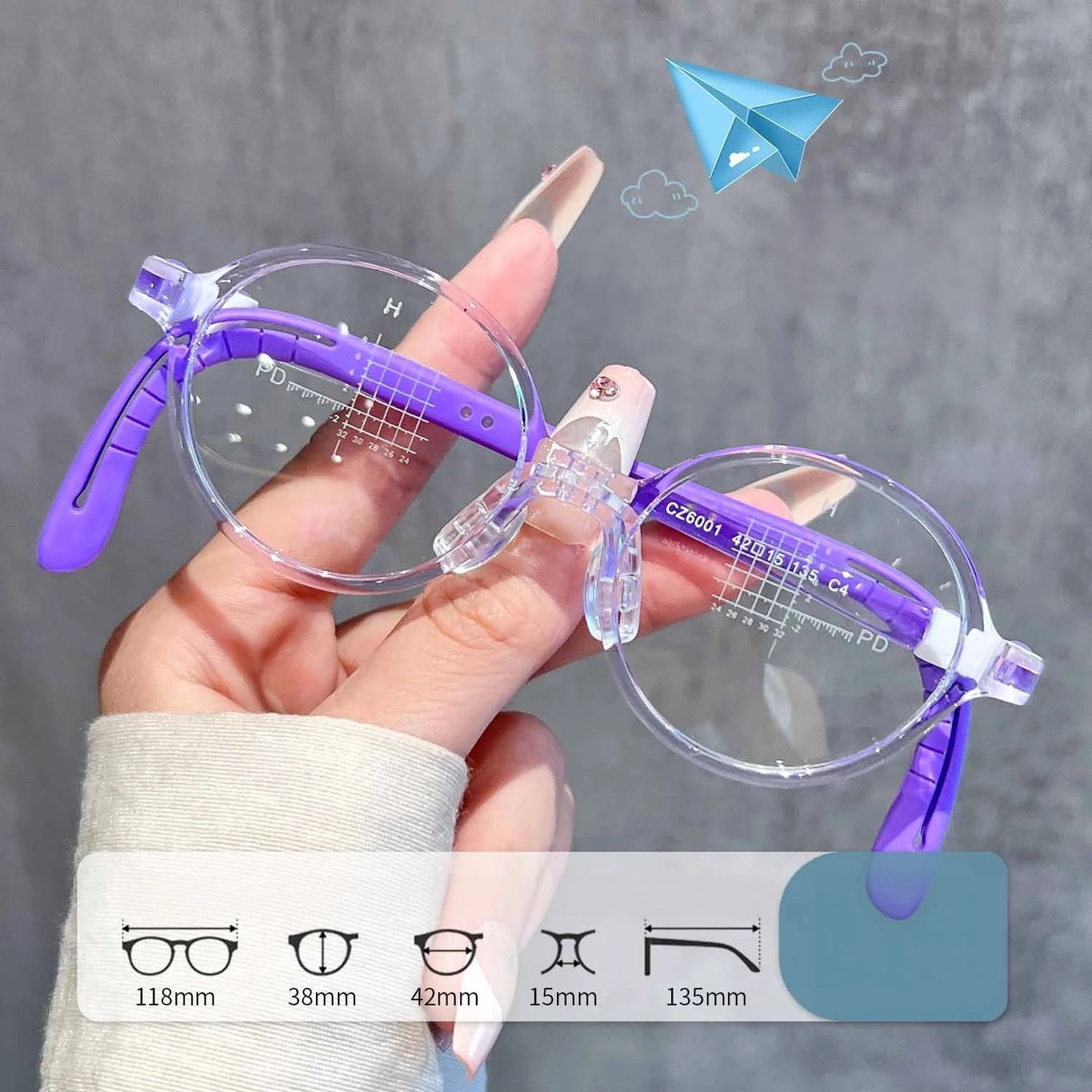 Retro Round Lightweight Flexible Plastic Eyeglasses Frames