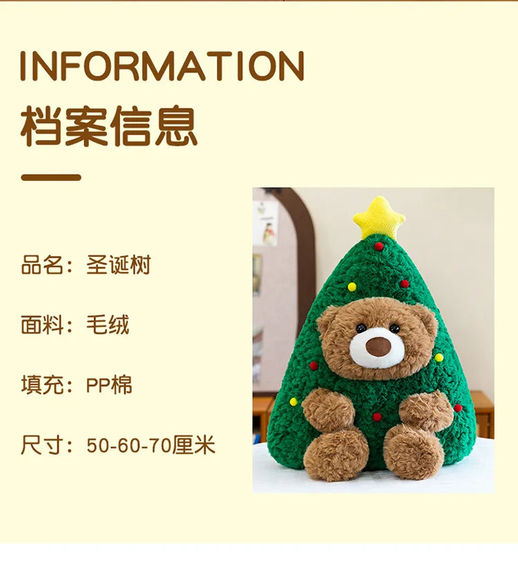 Cute Christmas Bear Plush Stuffed Doll Pillow Toy